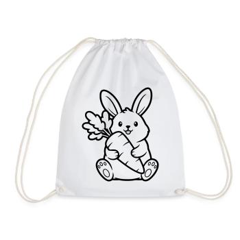 Bunny with carrot carrot coloring vector - Drawstring Bag - white - Front