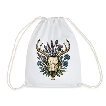 Deer bones with flower wreath - Drawstring Bag - white - Front