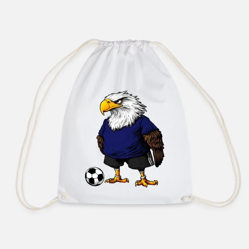 Eagle Soccer Bird - Drawstring Bag - white