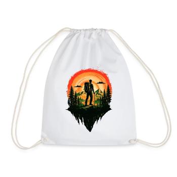 Red Bedtime Hike Adventure - Drawstring Bag - white - Front