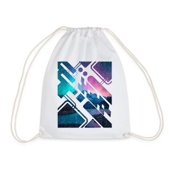 Geometric Mountain Aurora - Drawstring Bag - white - Front