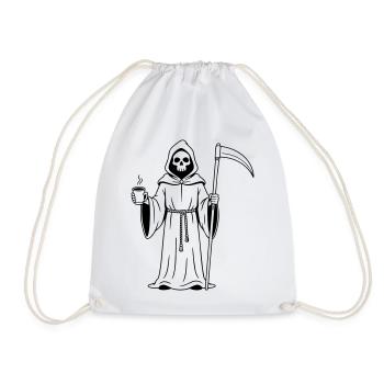 Faucheuse avec une tasse de café - Sac de sport léger - blanc - Devant