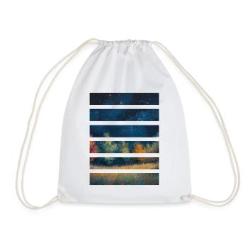 Night panorama at dawn in strips - Drawstring Bag - white - Front