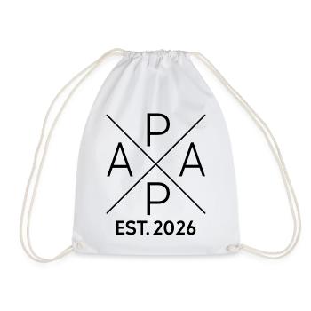 Papa Est 2026 Minimalist Cross Black - Drawstring Bag - white - Front