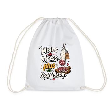 Moins de stress, saucisson en vedette - Sac de sport léger - blanc - Devant
