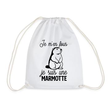 Je m'en fous je suis une marmotte  - Sac de sport léger - blanc - Devant