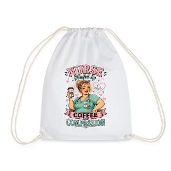Nurse Fueled by Coffee and Compassion - Drawstring Bag - white - Front