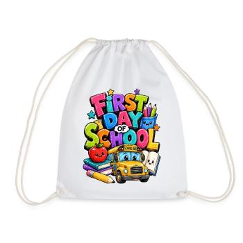 First Day of School Bus - Drawstring Bag - white - Front