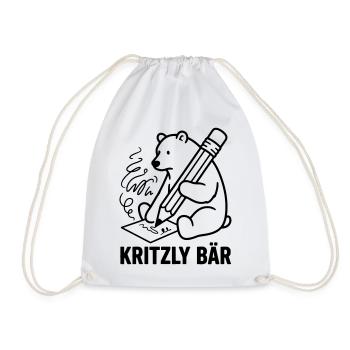Kritzly Bär Grizzly Bär Zeichnen Wortwitz  - Turnbeutel - Weiß - Vorne