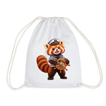 Sailor Red Panda mit Schiffsrad - Turnbeutel - Weiß - Vorne