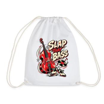 Slap That Bass – Rockabilly Kontrabass - Turnbeutel - Weiß - Vorne