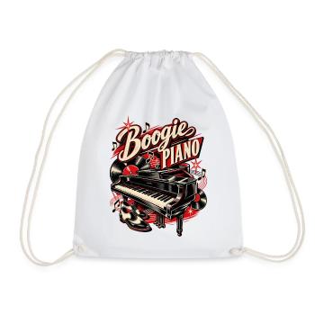 Boogie Piano – Rock'n'Roll & 50er Musik - Turnbeutel - Weiß - Vorne