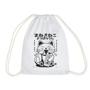 Maneki Neko Witzike Sake Katze - Turnbeutel - Weiß - Vorne