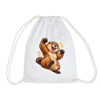 Cartoon springendes Eichhörnchen - Turnbeutel - Weiß - Vorne