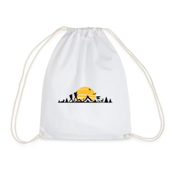 WANDERN Trees Forest Mountains Sun - Drawstring Bag - white - Front
