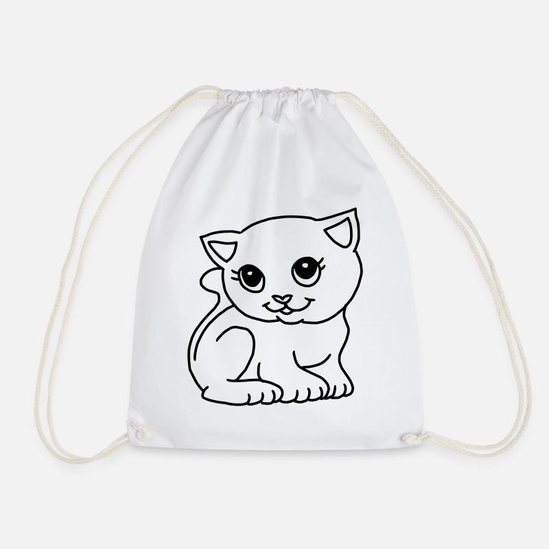 Comic Katze Zeichnung schwarz - Turnbeutel - Weiß