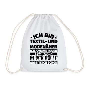 Textil- und Modenäher Geschenk lustig Himmel Hölle - Turnbeutel - Weiß - Vorne