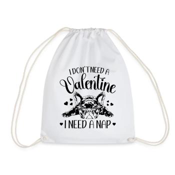 French Bulldog Valentine Dogs Wilsigns - Drawstring Bag - white - Front
