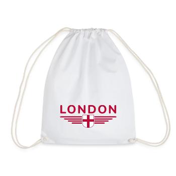 London England Fan T-Shirt Design - Drawstring Bag - white - Front
