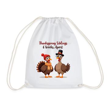 Thanksgiving Geschwister - Turnbeutel - Weiß - Vorne