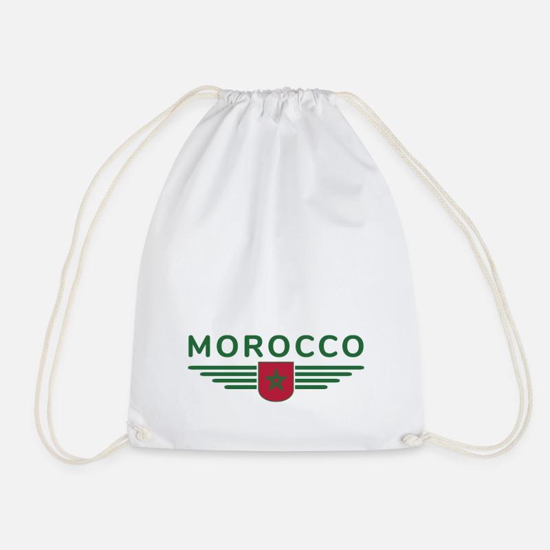 Morocco Rabat Fan Outfit Design T Shirt - Drawstring Bag - white