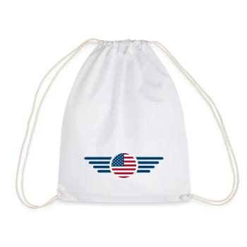 United States USA Style Design T-Shirt - Drawstring Bag - white - Front