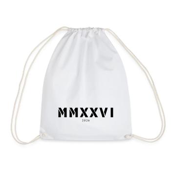 Roman numeral year of birth Made in 2026 - Drawstring Bag - white - Front