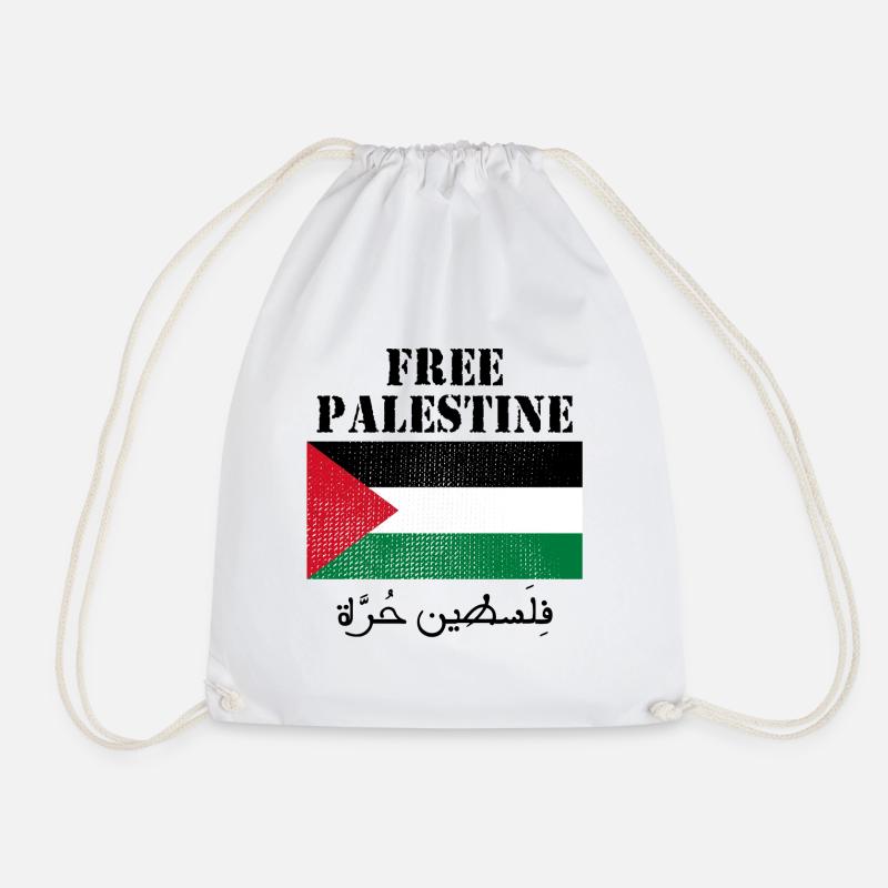 Free Palestine - Drawstring Bag - white