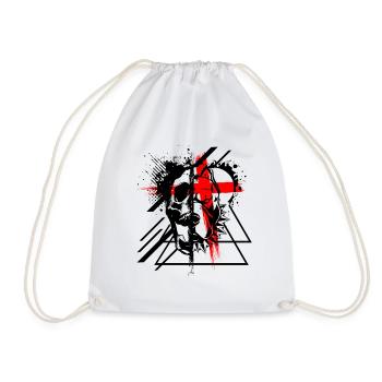Pit Bull Skull Tattoo Style - Drawstring Bag - white - Front