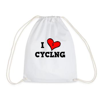 I love cycling - Drawstring Bag - white - Front