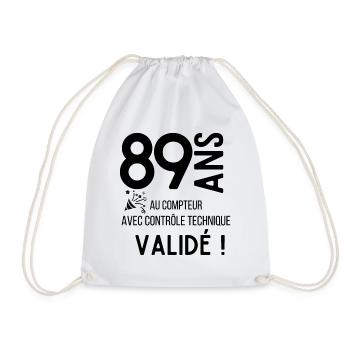 Anniversaire 89 ans humour adulte cadeau - Sac de sport léger - blanc - Devant