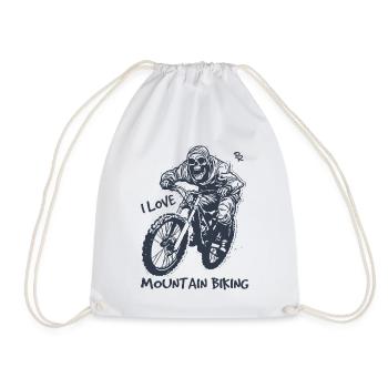 Cycling skeleton, I love mountain biking - Drawstring Bag - white - Front