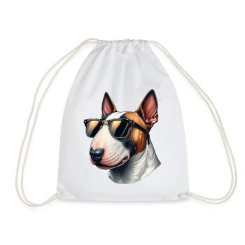 Bullterrier mit Sonnenbrille - Turnbeutel - Weiß - Vorne