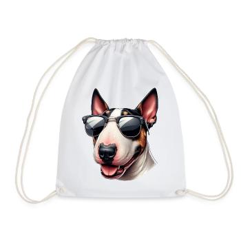 Chiot Bull Terrier portant des lunettes de soleil - Sac de sport léger - blanc - Devant