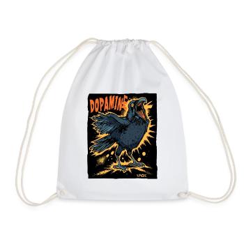 The Funny Crazy Dopamine Crow - Drawstring Bag - white - Front
