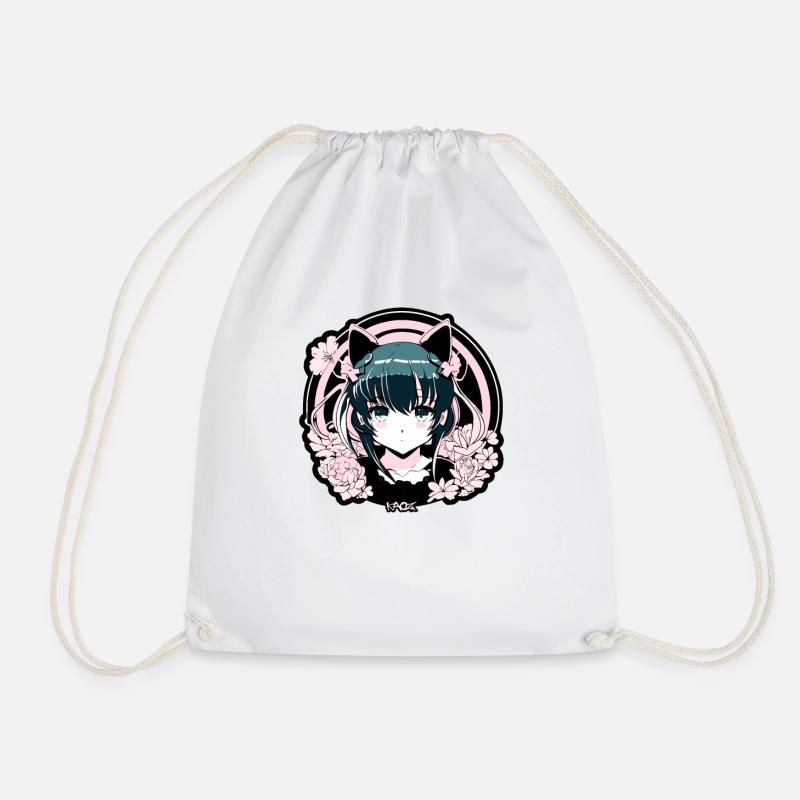 Super süßes Emblem des Anime-Mädchen-Idols - Turnbeutel - Weiß
