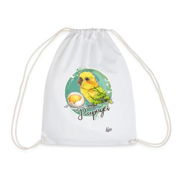 Parrot Egg: Parrot and Egg - Drawstring Bag - white - Front
