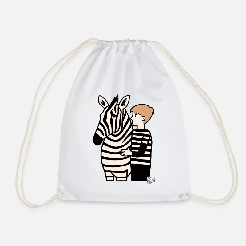 Junge mit Zebra - Turnbeutel - Weiß