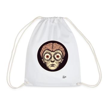 Portrait effrayant avec de grands yeux et un cerveau - Sac de sport léger - blanc - Devant