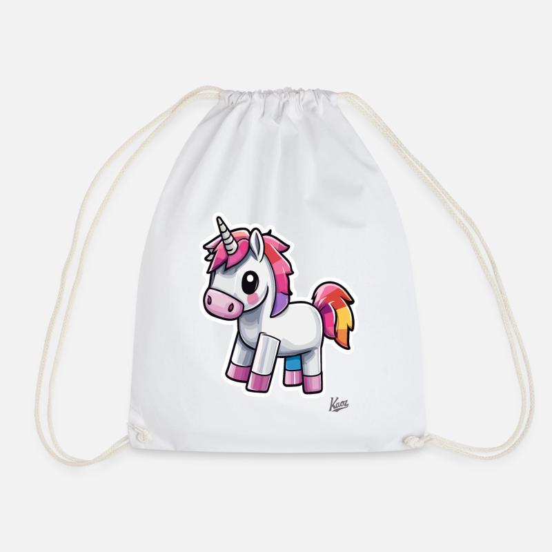 Lustiger und süßer Pixel-Einhorn-Regenbogen - Turnbeutel - Weiß