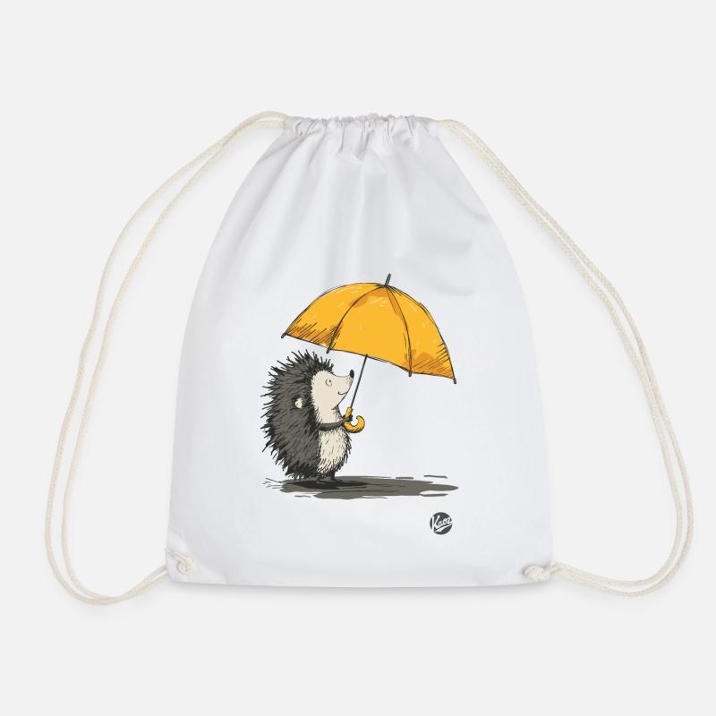 Igel mit Regenschirm im Regen - Turnbeutel - Weiß