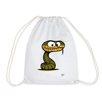 Stupid looking funny snake - Drawstring Bag - white - Front