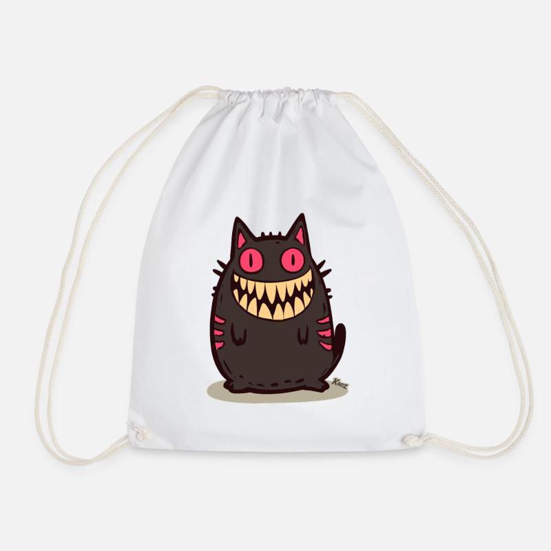 Grinsende schwarze Monster Katze - Turnbeutel - Weiß