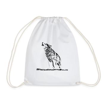 wolf - Drawstring Bag - white - Front