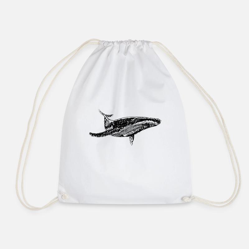 whale - Drawstring Bag - white