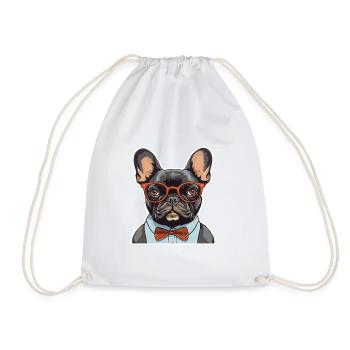 French Bulldog - Drawstring Bag - white - Front