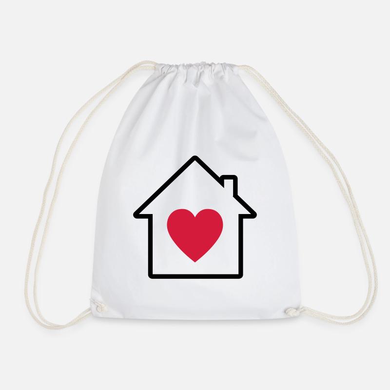 House with a heart - Drawstring Bag - white