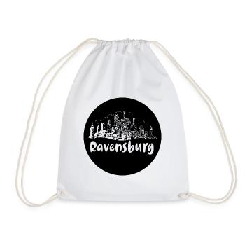 ravensburg,skyline, circle, scissor cut,black - Drawstring Bag - white - Front