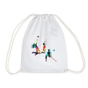volleyball,volleyballer,beachball,graffiti,colorful - Drawstring Bag - white - Front