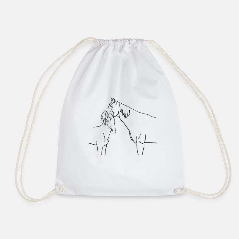 Pferdefamilie - Turnbeutel - Weiß